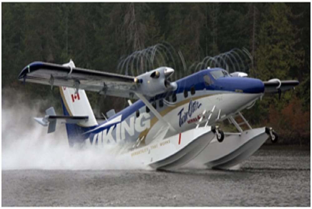 A Twin Otter 300 seaplane of Spicejet connectivity scheme between Sabarmati riverfront and Statue of Unity