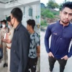 मामले की जानकारी लेती पुलिस और साइड में मृतक का फाइल फोटो