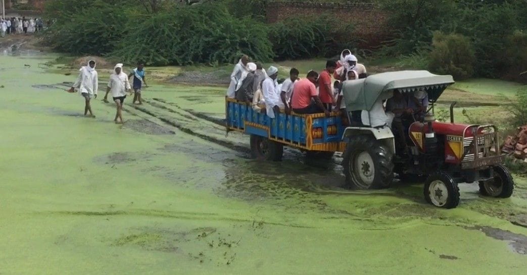 water logging, road, tractor