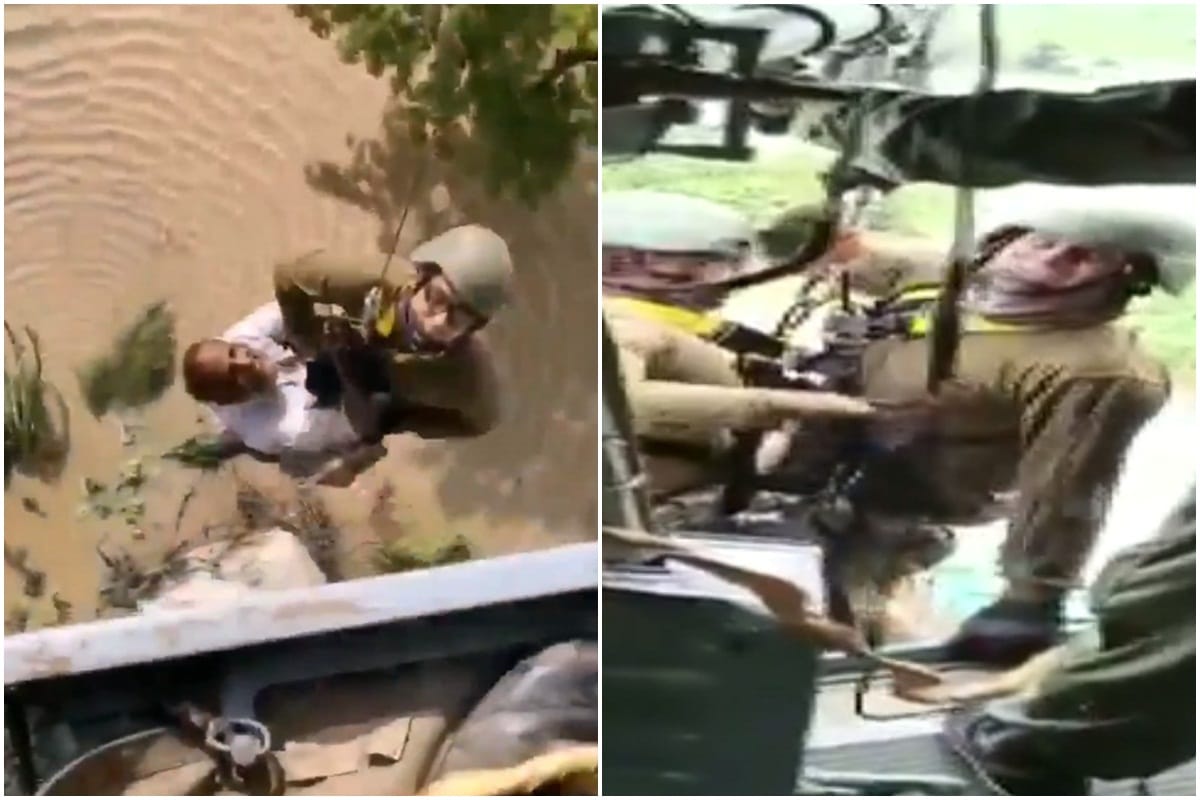 Indian Air Force airlift and rescue stranded people in flood affected areas shivraj singh conduct aerial survey