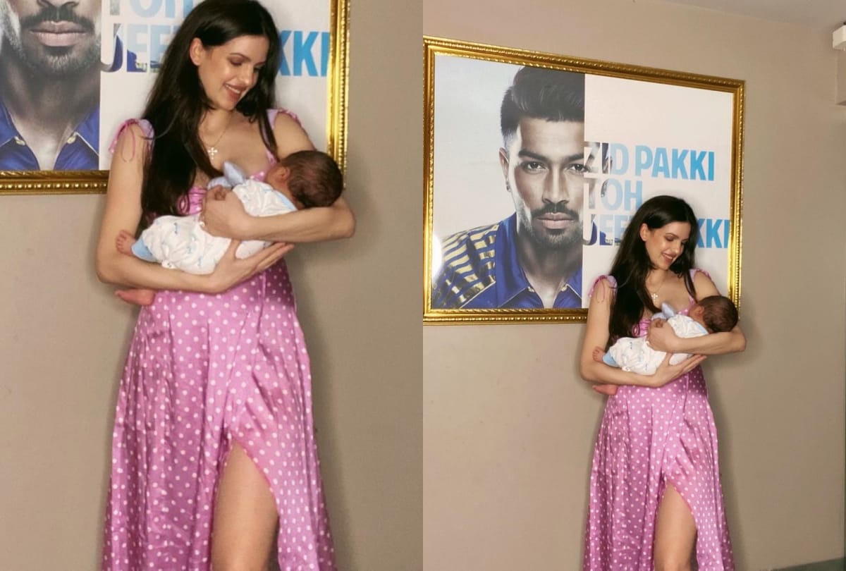 After Pregnancy Weight Loss Secret Now Natasa Stankovic Teaching son Agastya dance on Hrithik Roshan Tiger Shroff Song