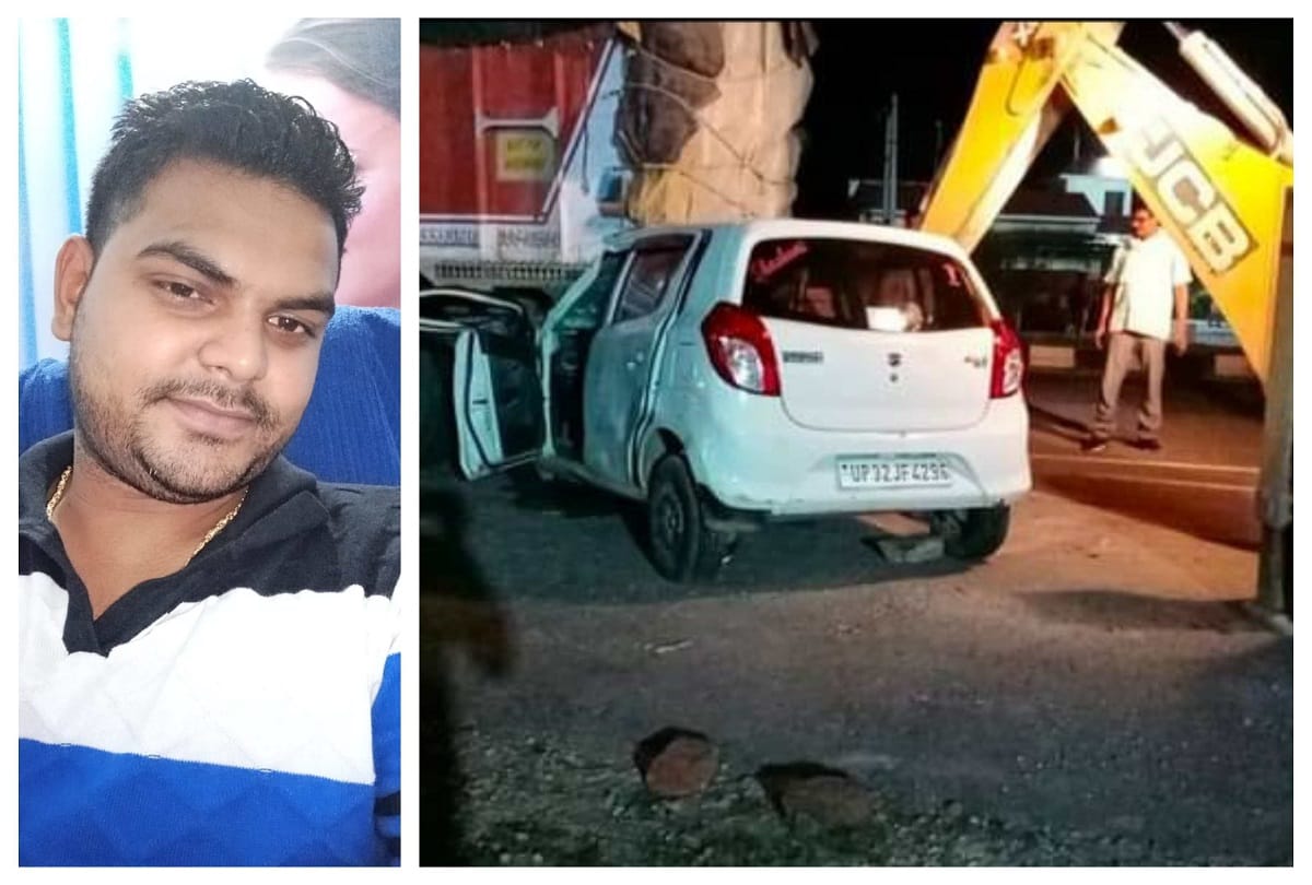 Raebareli speedy moving car collides into truck moving forward it car driver died