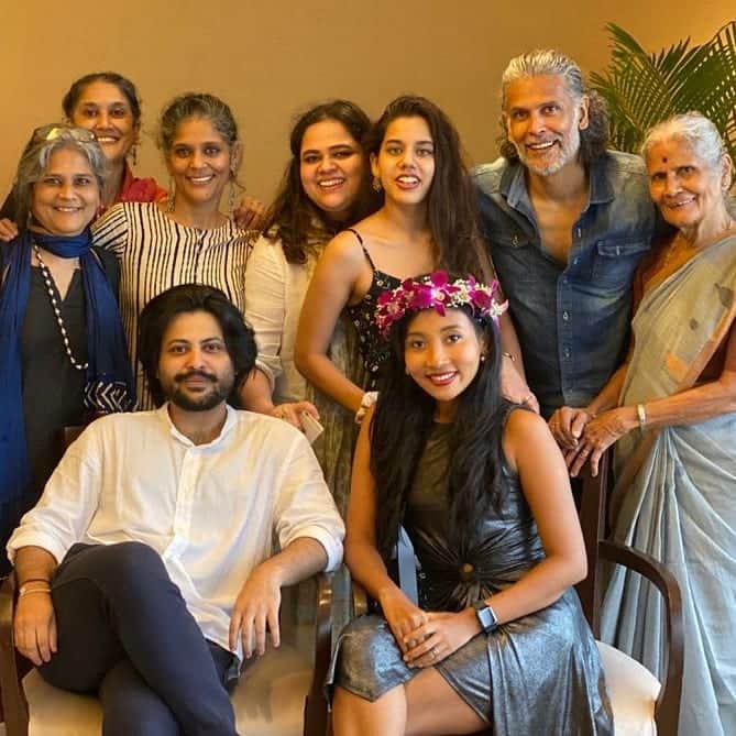 Milind Soman celebration his wife Ankita Konwar 29th birthday photo goese viral