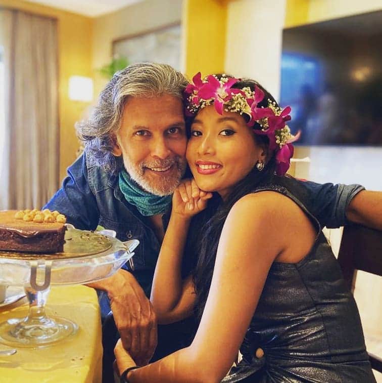 Milind Soman celebration his wife Ankita Konwar 29th birthday photo goese viral