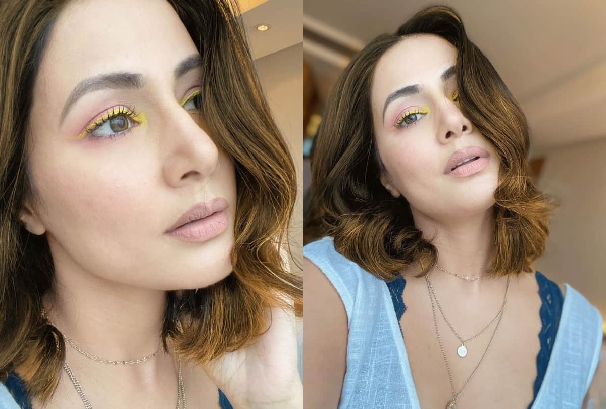 Hina Khan Instagram Photos hina khan shares throwback pic in beautiful multicolor one shoulder thigh high slit gown