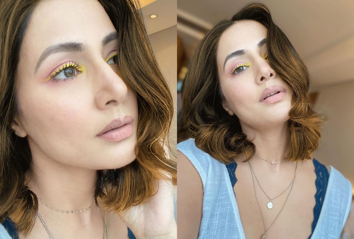 Hina Khan Instagram Photos hina khan shares throwback pic in beautiful multicolor one shoulder thigh high slit gown