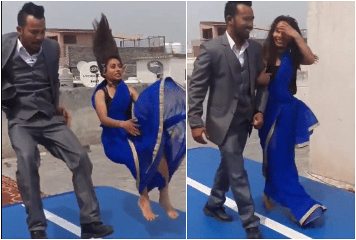 fitness model gir doing backflip in saree video goes viral