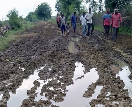 Waterlogging at many places due to road damage