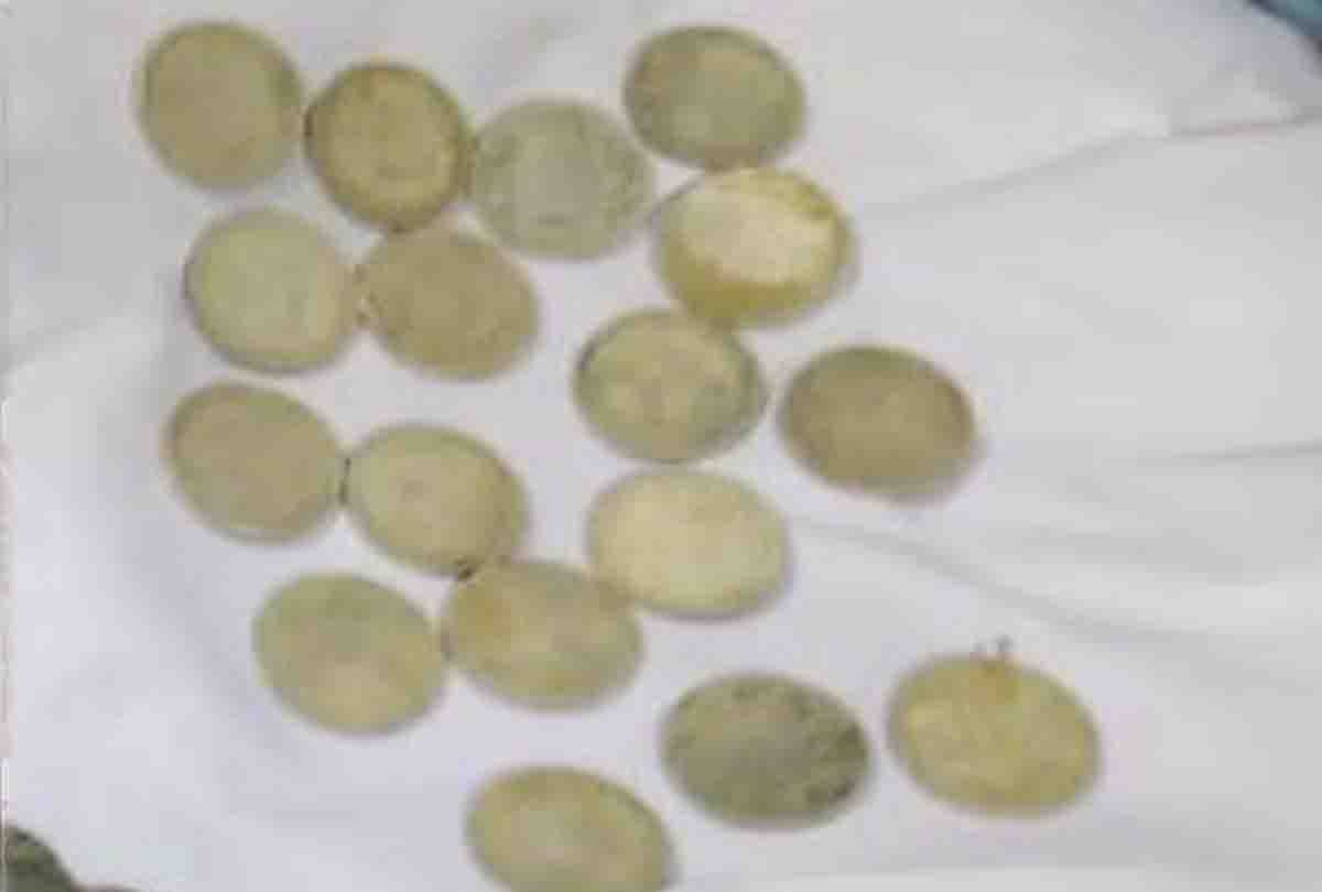 Silver and copper coins found in foundation excavation in unnao