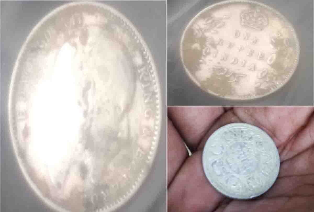 Silver and copper coins found in foundation excavation in unnao