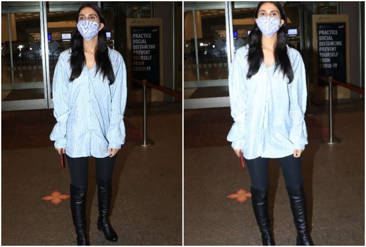 Vaani kapoor spotted at the Mumbai airport on Wednesday on her way to the UK