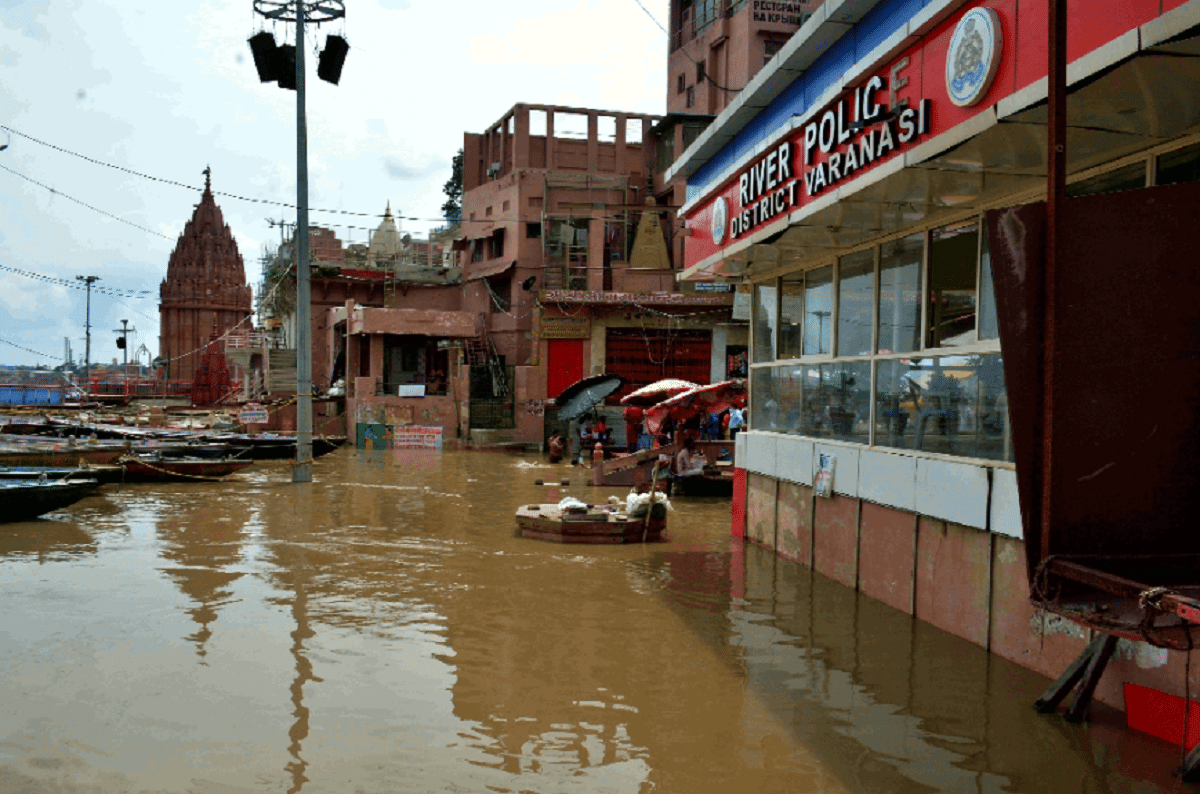 Varanasi Ganga just below the warning point ganga aarti place changed entered the garbhgrah of Sheetla temple