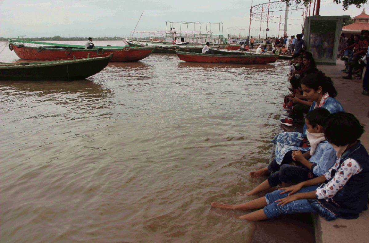 Varanasi Ganga just below the warning point ganga aarti place changed entered the garbhgrah of Sheetla temple