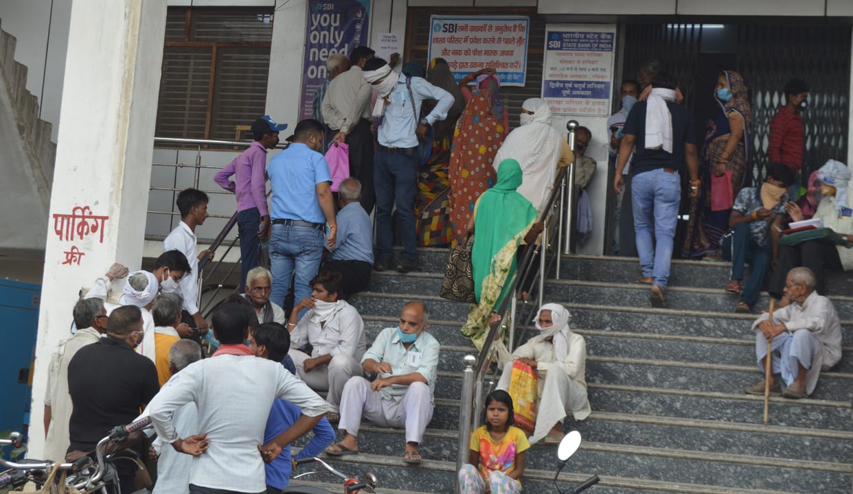 social distancing not following in bank, colleges and government offices