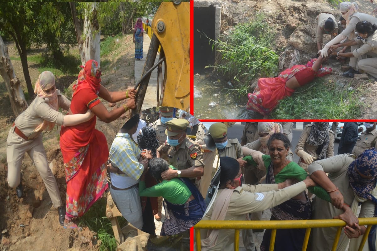 High voltage commotion on highway in Baghpat, elderly woman grabbed neck and pulled, questions raised over police action