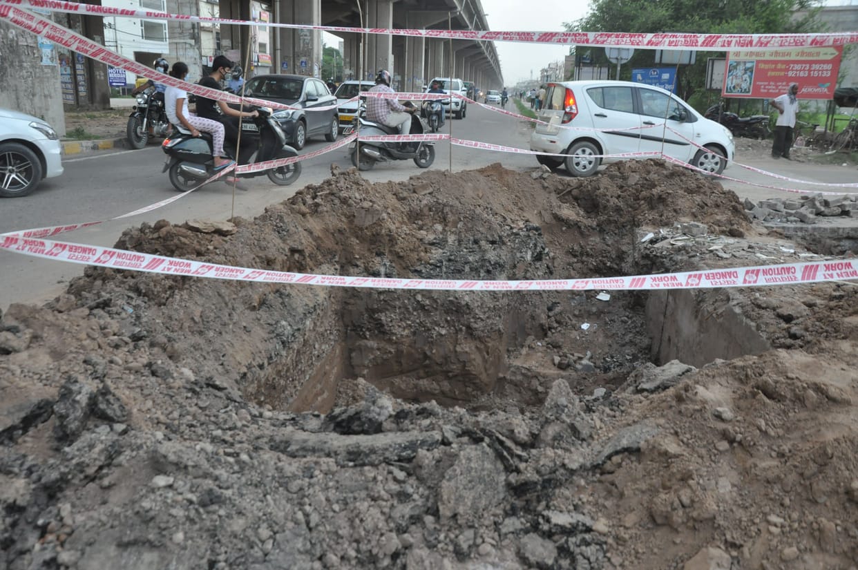 Municipal council dug up road without NHAI approval, GMR halts work