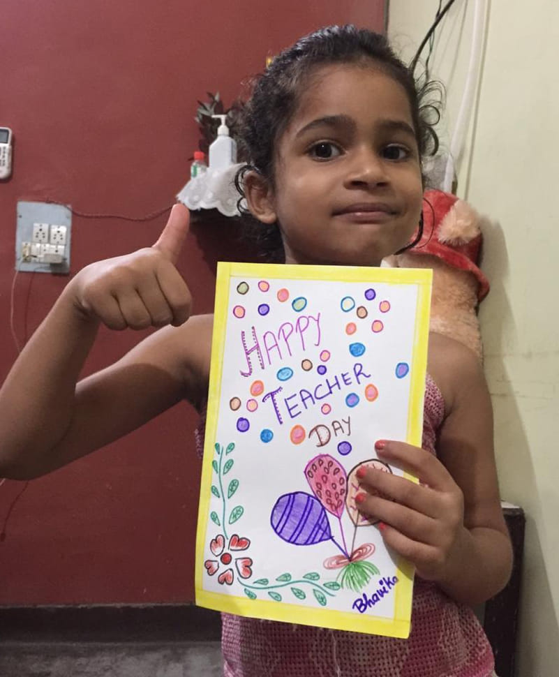 Children celebrated teachers day in their homes