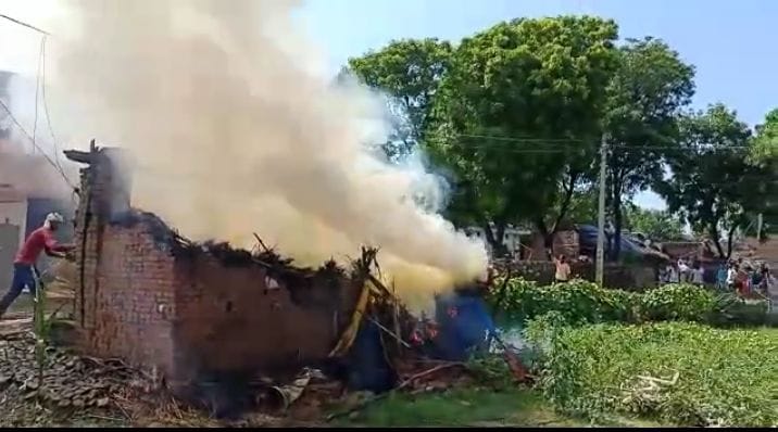 TV blast triggers a fire in the hut household ash