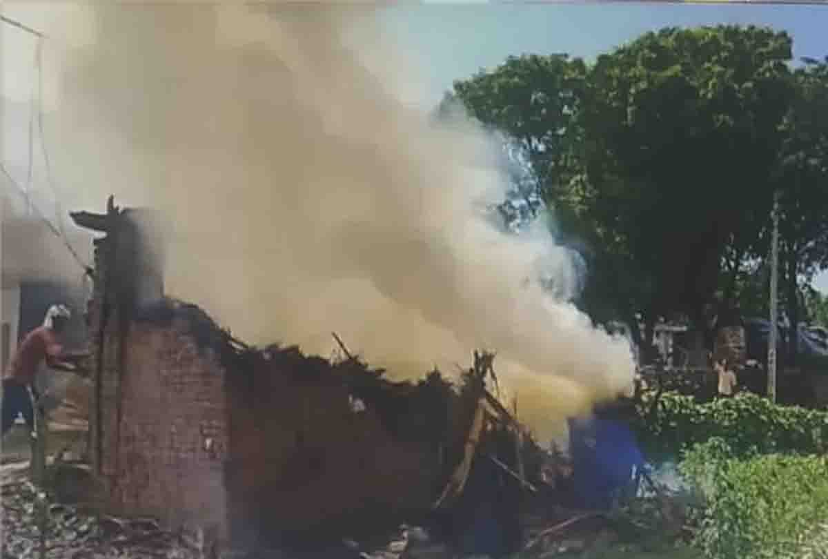 TV blast caused fire in a hut in etawah