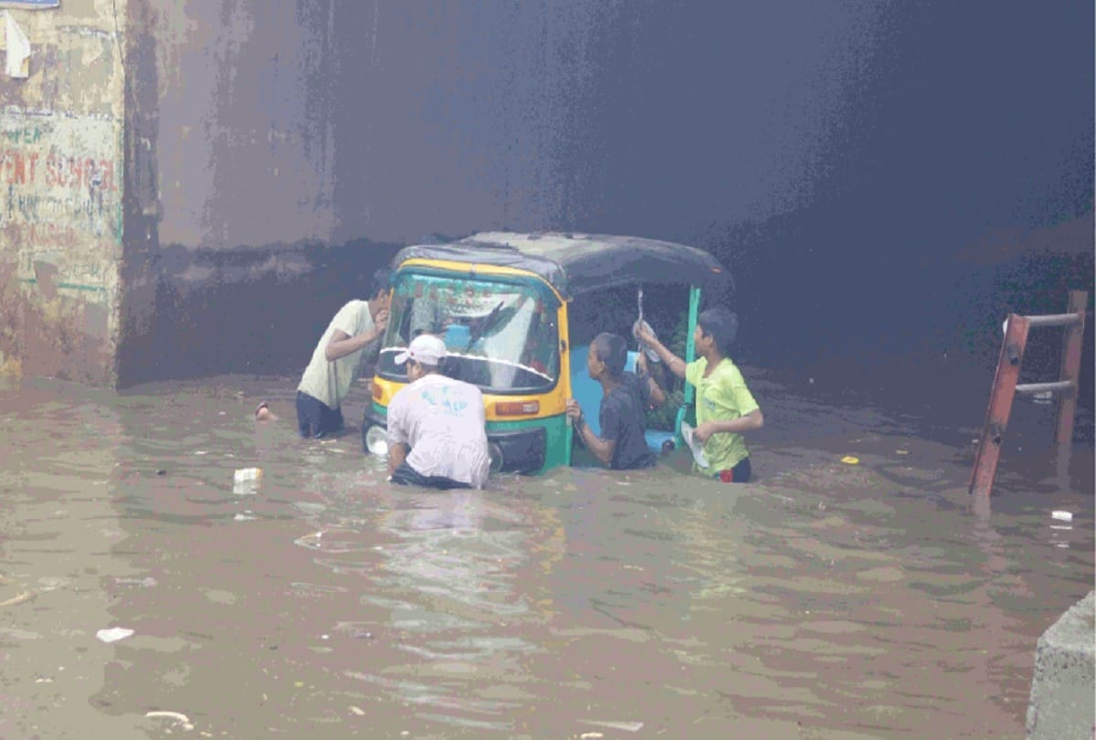 delhi NCR weather Heavy water logging in faridabad after two hours of rainfall see pictures