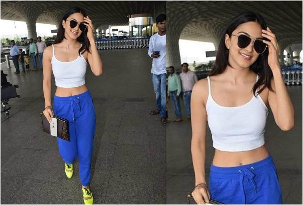 kiara advani spotted in all black outfit add glam with neon pink sports bra