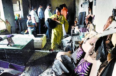 The entire three-room flat was gutted in the fire, thanks to the fact that the cylinder did not catch fire