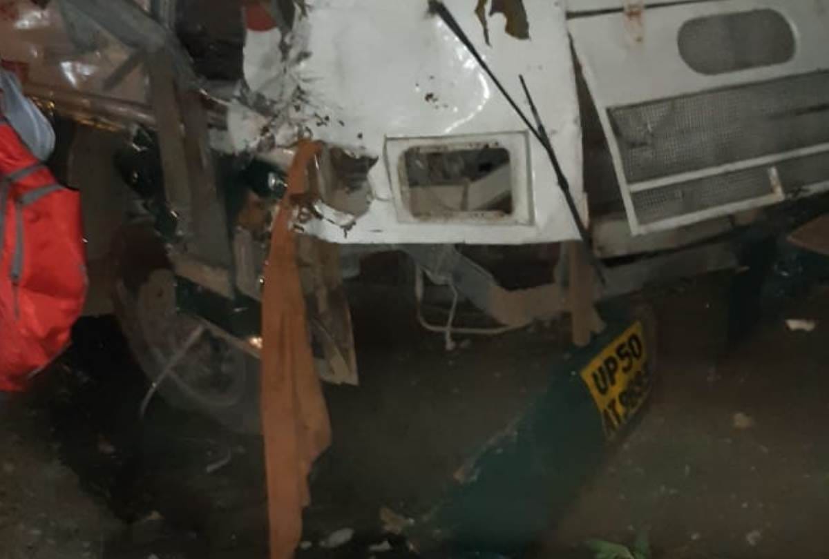 state transport corporation bus collided with truck, two injured