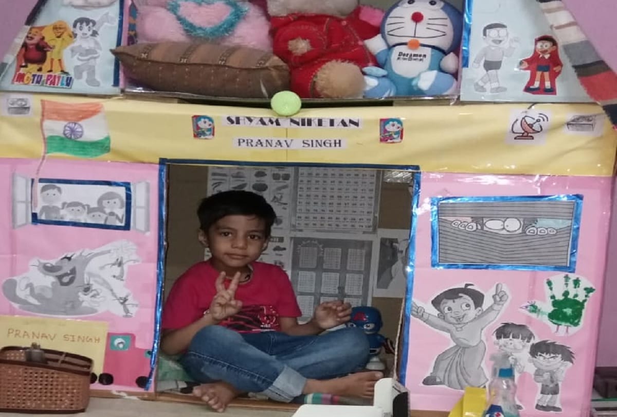 Little boy pranav singh of kilkari play school teaches home isolation rules 