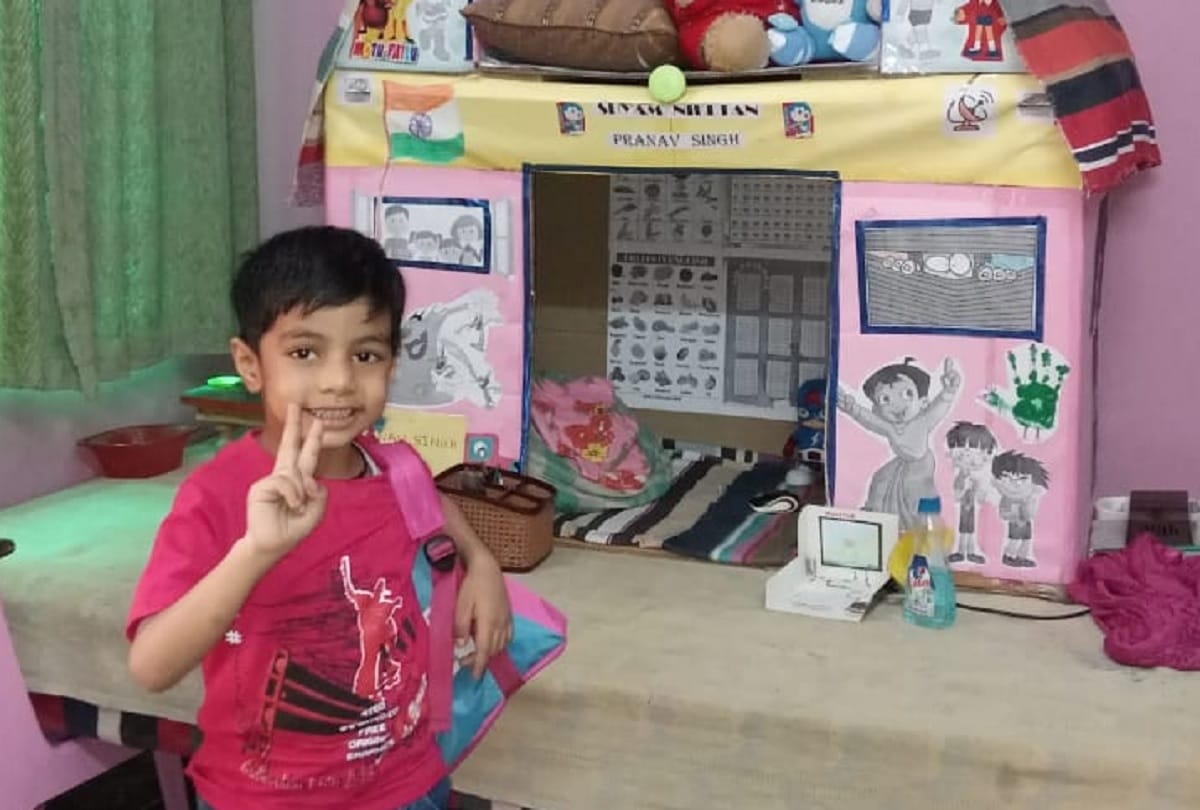 Little boy pranav singh of kilkari play school teaches home isolation rules 