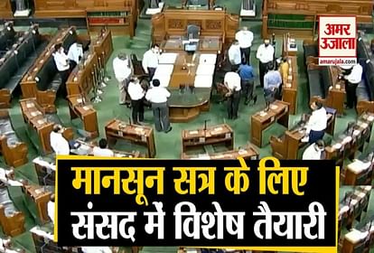 Partitioning in place and all arrangements being made in the Parliament in the wake of COVID19, as MonsoonSession