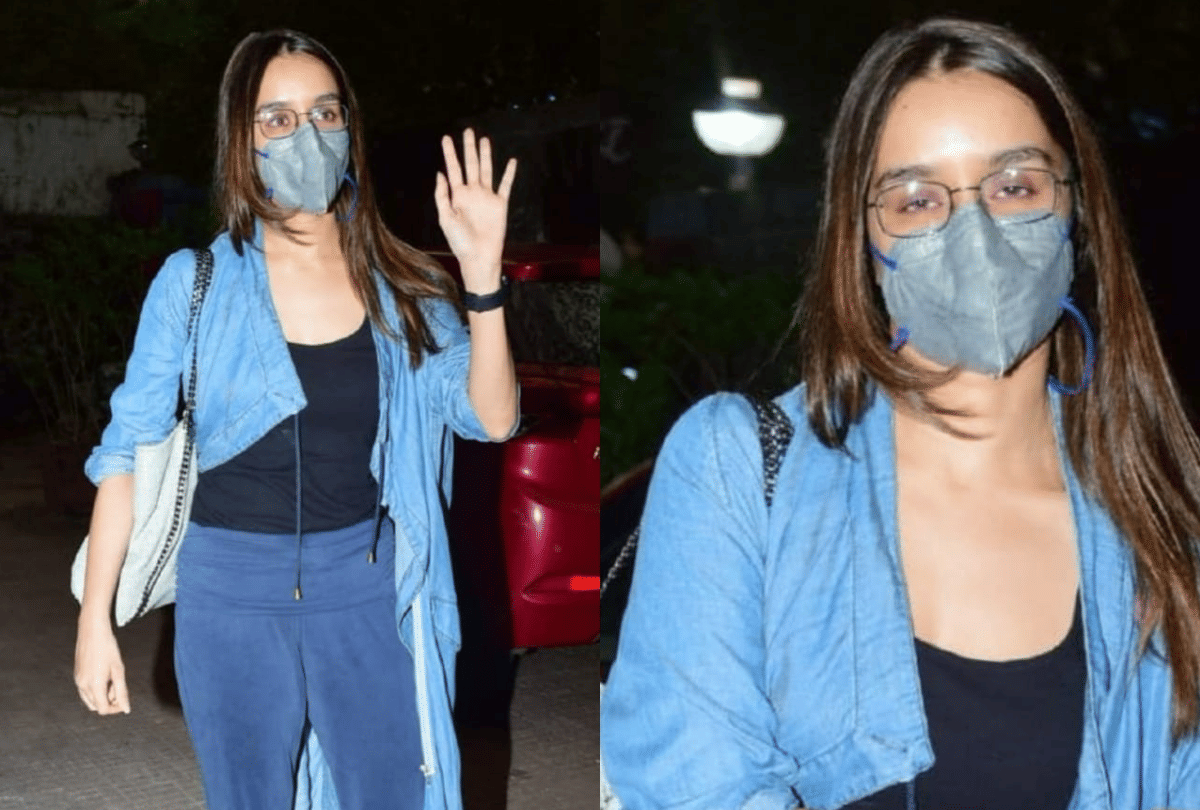shraddha kapoor spotted in low cut tank top with denim shrug