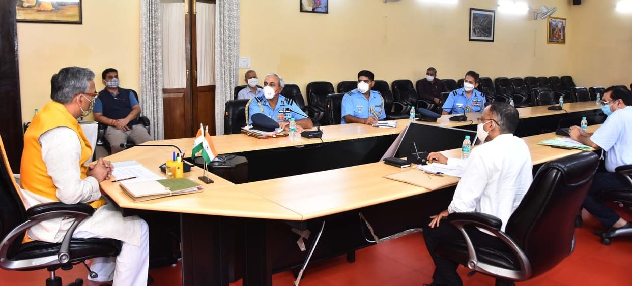 Air Marshal Rajesh Kumar meeting with Cm trivendra singh rawat and Today for air security on border