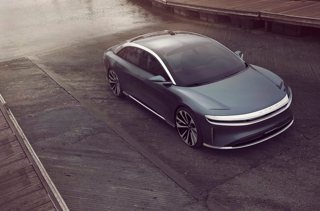lucid air electric car launched lucid air electric sedan price longest range electric car Fastest charging electric vehicle lucid motors sedan car lucid air specs lucid air beats Tesla Model S Long Range Plus electric car in range