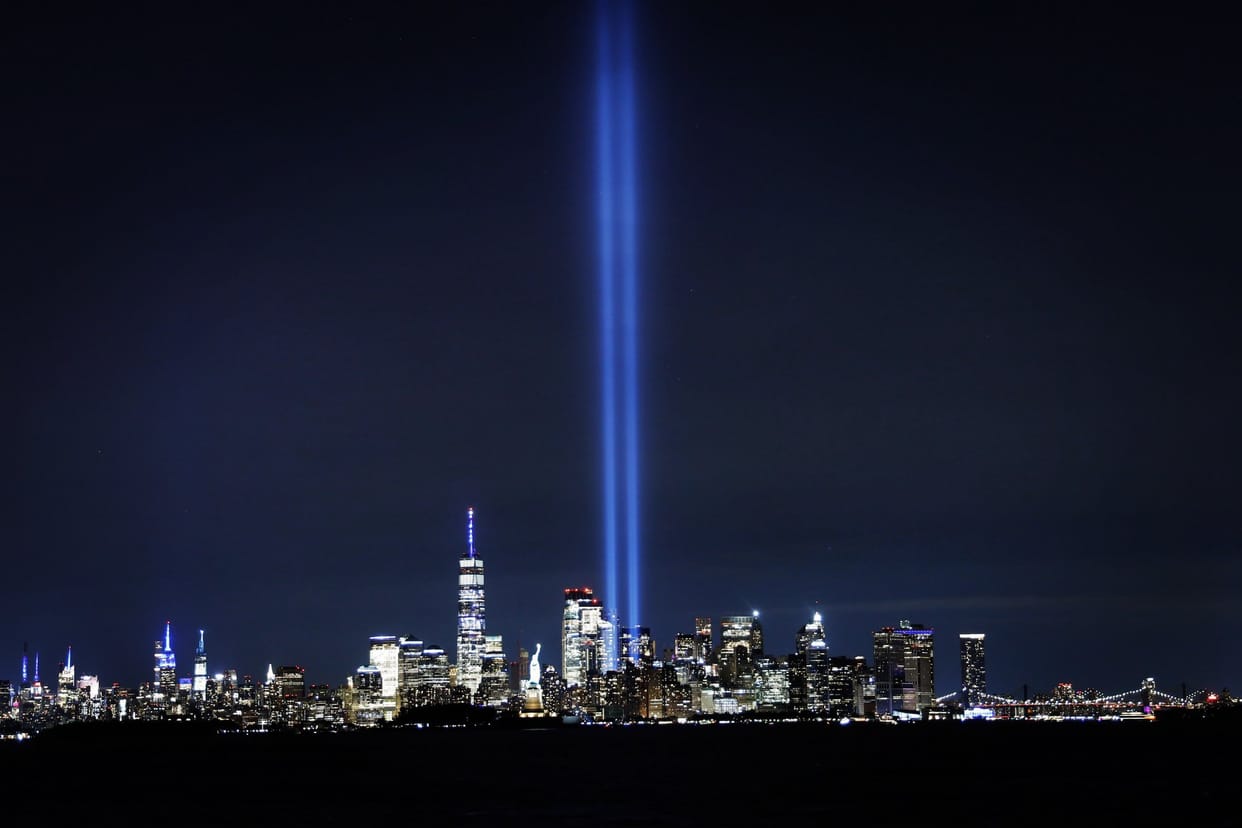 19th anniversary of september 11 terrorist attack New York shines in blue