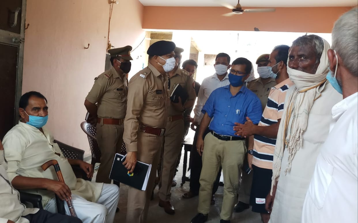 Protest of other class over loudspeaker on temple