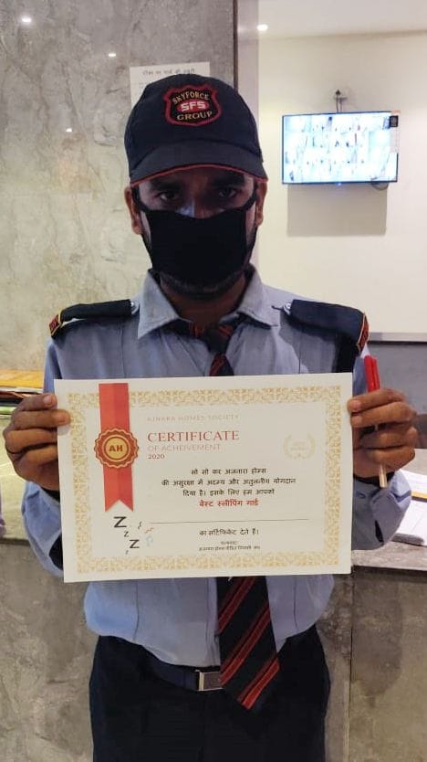 Best sleeping award gave to securty gaurd