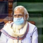 नीला मास्क लगाकर सदन में पहुंचे पीएम मोदी