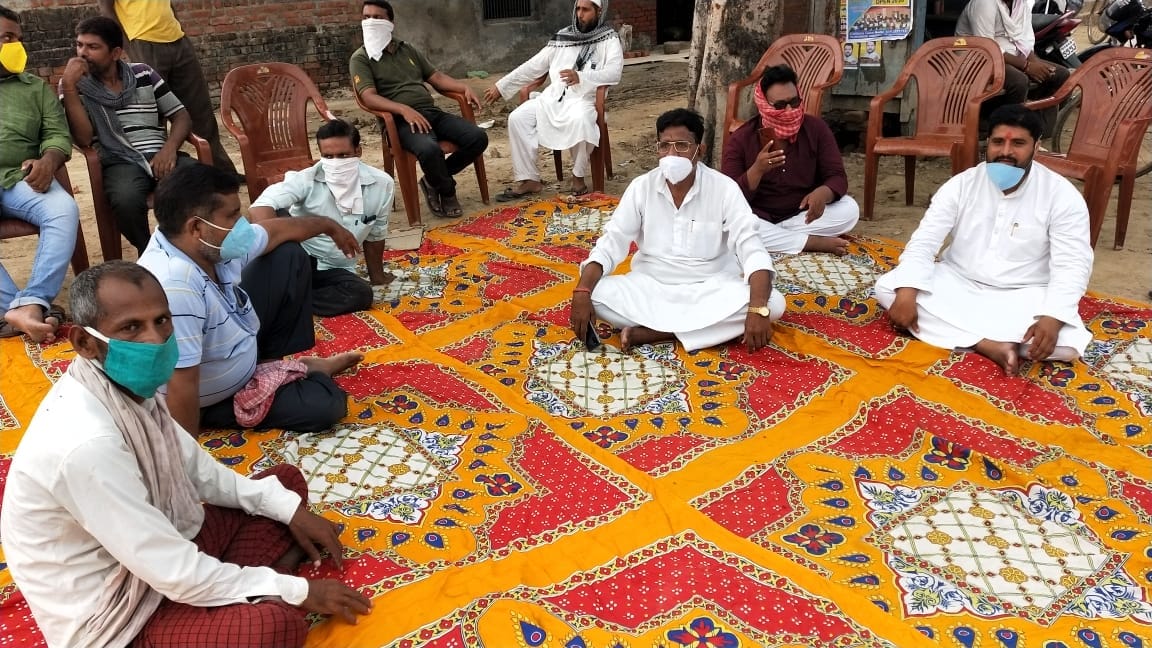 Chairman of Nagar Panchayat Chitbada village on sit-in protest against encroachment