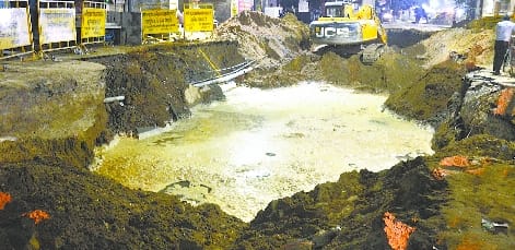 Now JCB ran on the water line in Kalibari