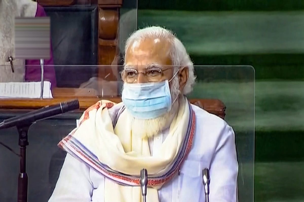 Loksabha: PM Narendra Modi wears blue mask, many members reached Lok Sabha with face shield