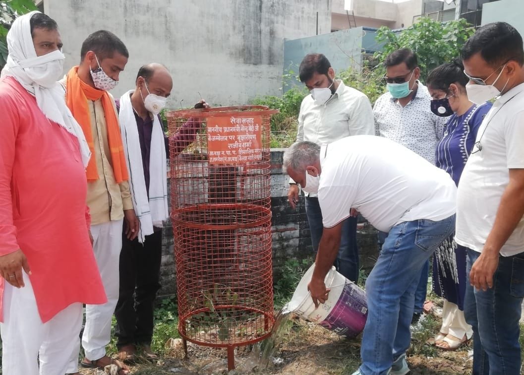 Wishing Prime Minister Narendra Modi's longevity by planting saplings