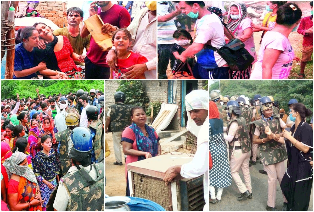 Municipal Corporation breaks the illegal settlement in Khori of Surajkund