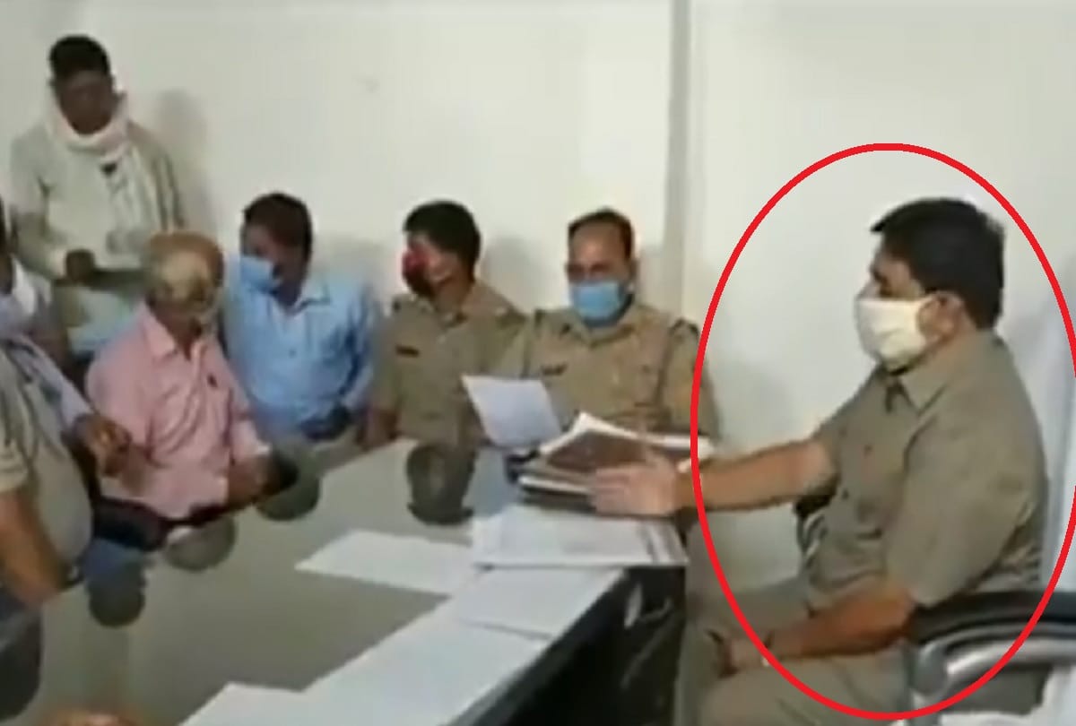 BJP MLA Thakur Ravindra Pal Singh sits on SHO chair in Akrabad PS video viral on social media