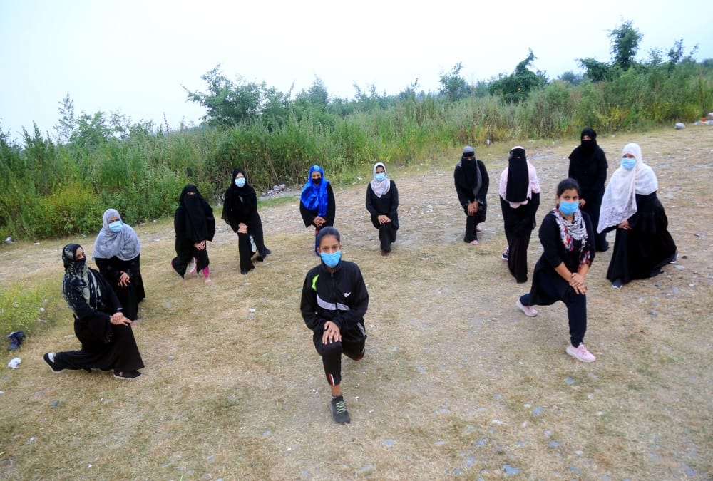 Muslim women Doing yoga in Burka in haldwani Uttarakhand