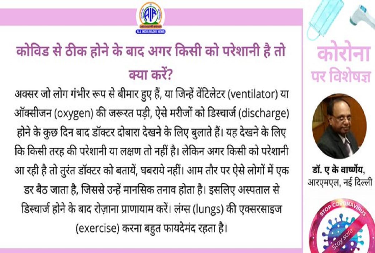 Coronavirus information in hindi question answer on covid 19 problems after recovering from corona post covid clinic