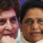 प्रियंका गांधी व मायावती।