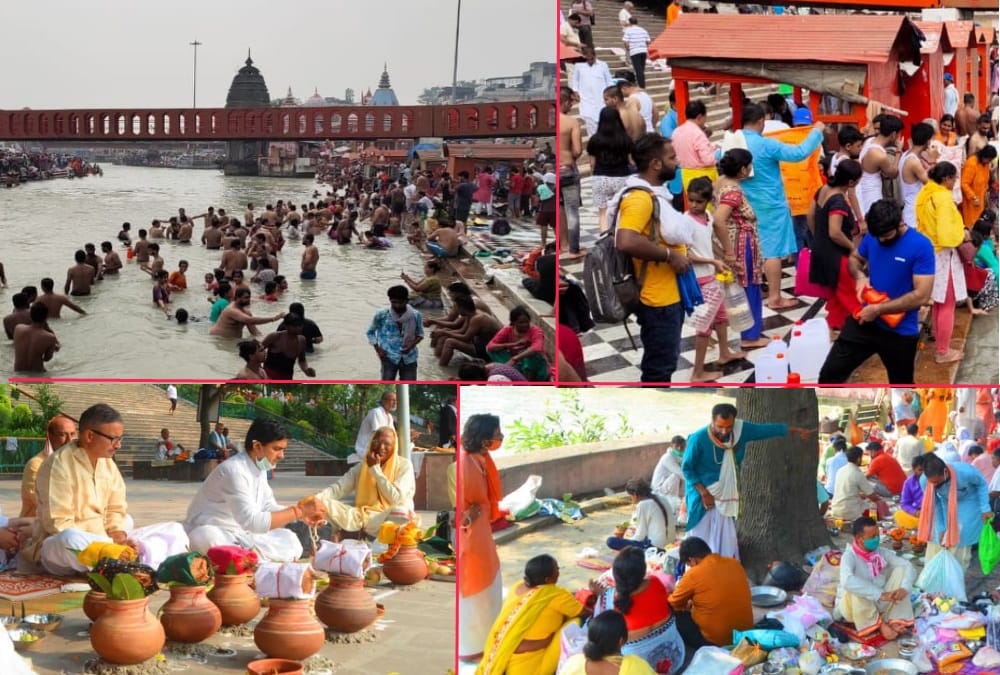 Pitru Amavasya 2020: Heavy Crowd in haridwar Har Ki pauri for ganga snan, Social distancing not follow, Photos