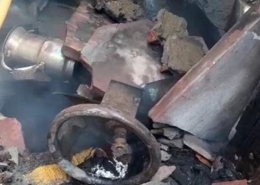 Cylinder cracked, roof of house collapsed