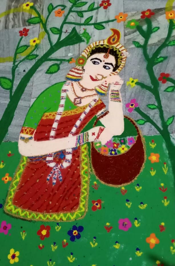 Sanjhi pleaded by choosing beautiful flowers for Thakurji