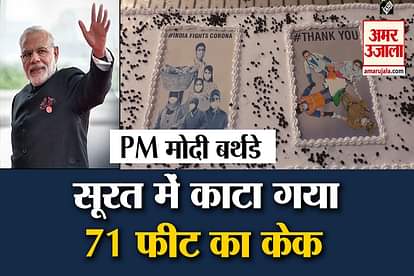 a cake weighing 771 kg, and 71-foot long dedicated to pm modi's 70th birthday